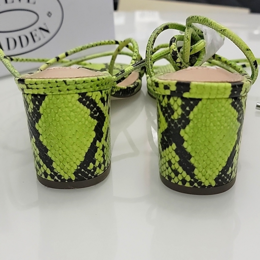 NIB Steve Madden neon green snake lace up sandals - Picture 5 of 9